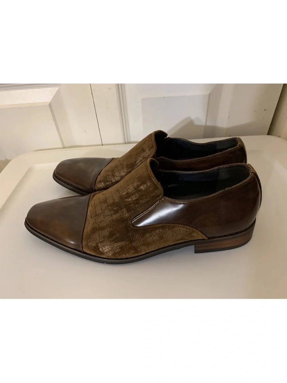 Amali Velvet Men's Sz 10 Slip‎ On Tuxedo Designer Dress Shoes Brown